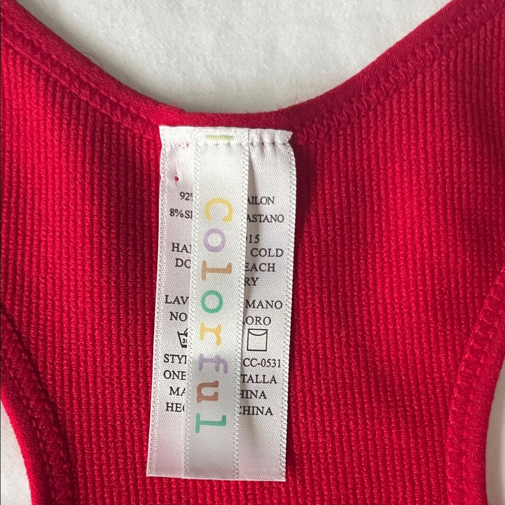 Ribbed Vibrant Red Tank Top Racerback Stretch Size Small/Medium - Picture 2 of 3